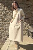 Scuba Stretch Funnel Neck Cocoon Dress Ecru /11=